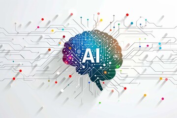 AI Brain Chip health informatics. Artificial Intelligence virtual reality mind moore law axon. Semiconductor robotics circuit board user experience