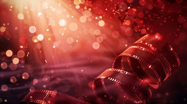 Red background in movie cinema style with abstract copyspace area. Perfect for entertainment industry designs, Hollywood themed events, film premiere invitations, movie posters, or streaming service