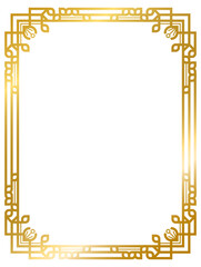 Art Deco gold frame, decorative frames, vintage frame line geometric wedding label card frame png transparent background