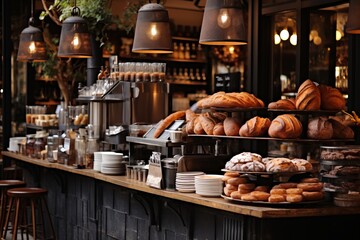 Close-up view of an exquisite bakery showcase filled with delectable treats and desserts