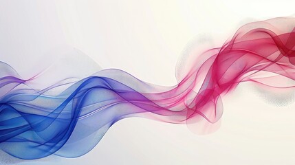Abstract image of flowing blue and pink fabric-like design.