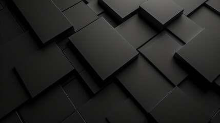 An image showcasing a sculptural array of black tiles with a smooth finish, reflecting a modern minimalist design style. It's an ideal visual concept for contemporary architectural backgrounds - obrazy, fototapety, plakaty