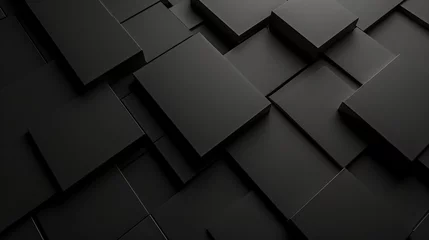 Deurstickers An image showcasing a sculptural array of black tiles with a smooth finish, reflecting a modern minimalist design style. It's an ideal visual concept for contemporary architectural backgrounds © logonv