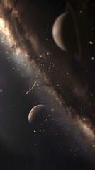 a realistic image of the universe showing nebula, planets and stars in a high quality, 4K, photo realistic, 4K, sharp-focus. Smartphone Background 9:16