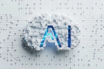 AI Brain Chip anandamide. Artificial Intelligence visual representation mind sulcus axon. Semiconductor neurotechnology integration circuit board cnn