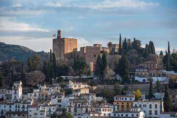 Winter sunrise in the city of Granada, Spain