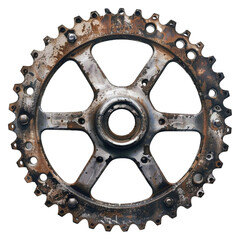 a metallic gear sprocket, isolated on a transparent background - obrazy, fototapety, plakaty