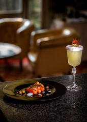 luxurious aperitif with salmon