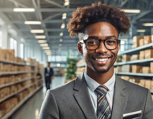 Confident smiling young businessman in modern grocery store - 741386909