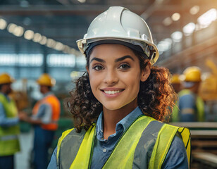Confident female engineer at industrial plant - 741387198