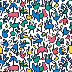 simple, seamless pattern, colorful doodle pattern.