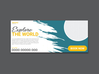 Travel the world agency web banner design.Travel shop online web banner design.