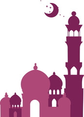 Composition (group) of isolated multi-colored elements in Arabic, oriental style on the theme of celebrating Ramadan. Digital illustration is suitable for creating banners, advertising posters, flyers