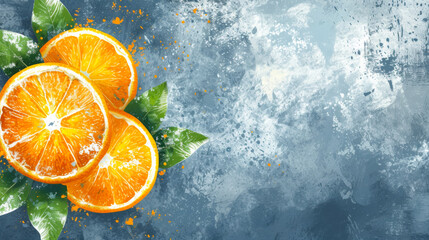 Sunlit tang: droplets sparkle, inviting a sip of the crisp, revitalizing taste of freshly squeezed orange juice.