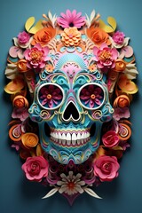very colorful mask on the day of death in Mexico