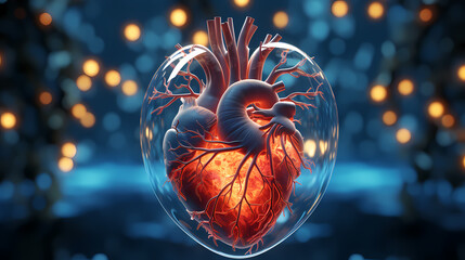 Illustration of heart structure and function - obrazy, fototapety, plakaty