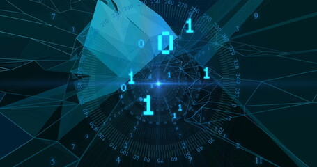 Image of connections, data processing over binary coding