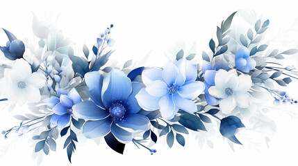 Fototapeta na wymiar Blue and White Botanical Floral Art Design