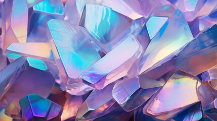 Top view of stunning bright crystals, shiny gemstones