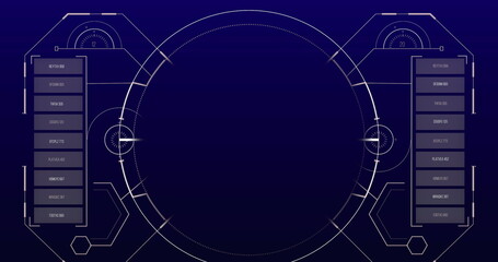 Image of digital icon and data processing on interface