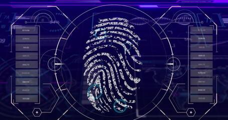 Image of digital icon and data processing on interface
