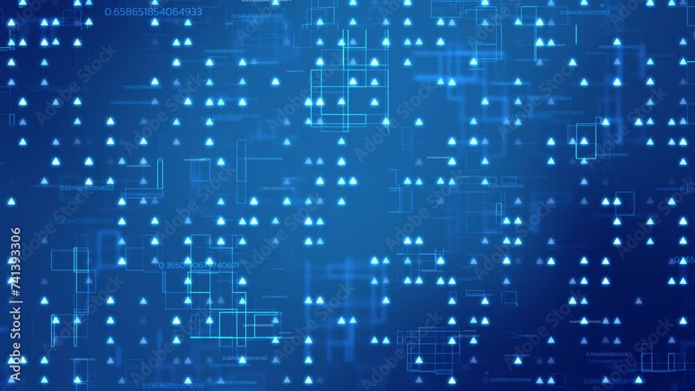 Wall mural blue digital matrix background with flowing binary code, perfect for tech presentations or futuristi