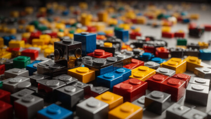 Obraz premium Magnet blocks metal shinny background. Generative AI.