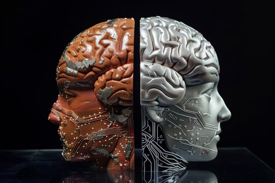 AI Brain Chip brainwave interface. Artificial Intelligence resting state network mind mimd axon. Semiconductor neuropharmacology circuit board neon yellow