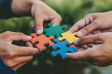 hands holding puzzle pieces in mutual cooperation