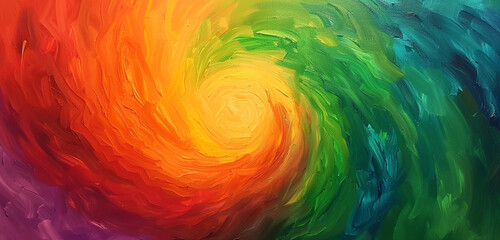 Swirling vortex of vibrant colors blending into each other against a neon green background