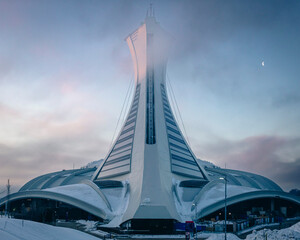 Olympic Stadium in Montreal Quebec at Sunset