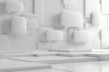 Sleek White Communication Bubbles on Textured Background for Social Media Graphics