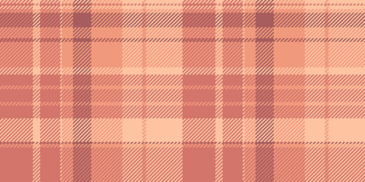 Structure tartan texture textile, vertical vector fabric pattern. Amazing seamless background check plaid in red and orange colors.