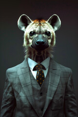 A hyena in a suit