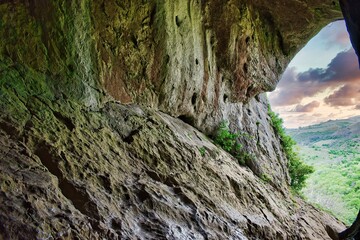 Thor's Cave in the Peak District National Park,UK May 2020 This was during the Covid 19 pandemic on...