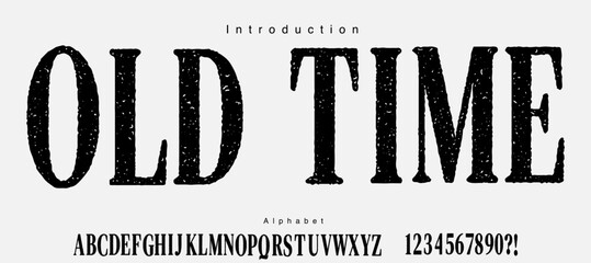 Condensed serif rough illustration font. Serif font with grunge style.