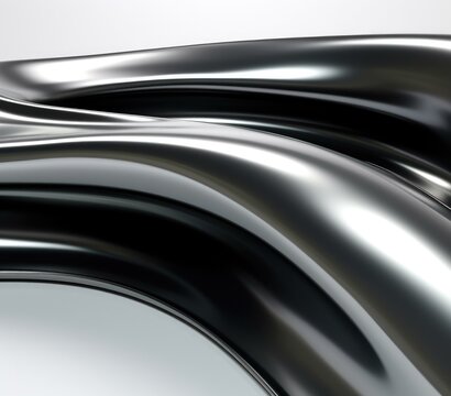 A shiny black and silver wave of metal. Generative AI.