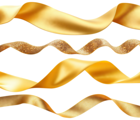 Set of golden ribbons, cut out