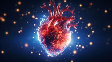 Human heart on medical background, 3d rendering