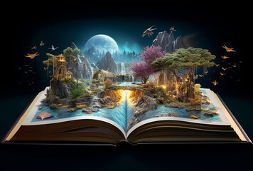 magic book with magic lights
