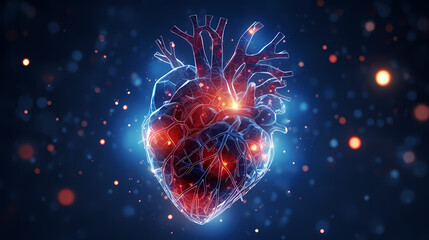Human heart on medical background, 3d rendering
