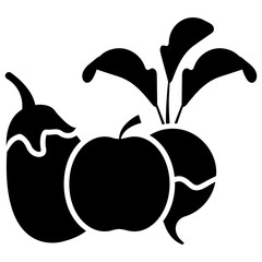 Fruits and vegetables glyph vector icon 