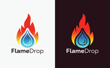 Minimalist Fire Flame drop logo design vector template. Modern colorful Fire Flame drop vector. water Crest, ingle logo