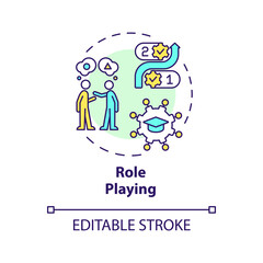 Role playing multi color concept icon. Understand different perspectives, practice skills. Round shape line illustration. Abstract idea. Graphic design. Easy to use in presentation