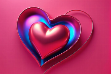 Valentine's day background in blown design style, 3D, holographic colors