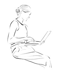 A person engrossed in laptop, technology connecting one to the world - 741405505