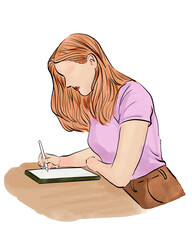 Absorbed in knowledge, a young student delves into a book or taps away on a laptop