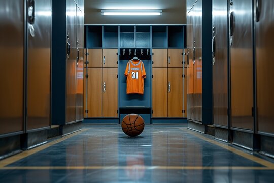 basketball locker room with focus
