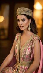 Caftan traditionnel, morrocan style, bustier, without sleeves,  haute couture, luxury, fashion  design, elegant