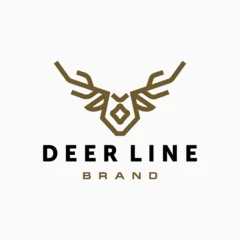 Gartenposter abstract elegant deer head icon logo vector design, modern logo pictogram design of abstract outline reindeer or buck with stag © Tamiline